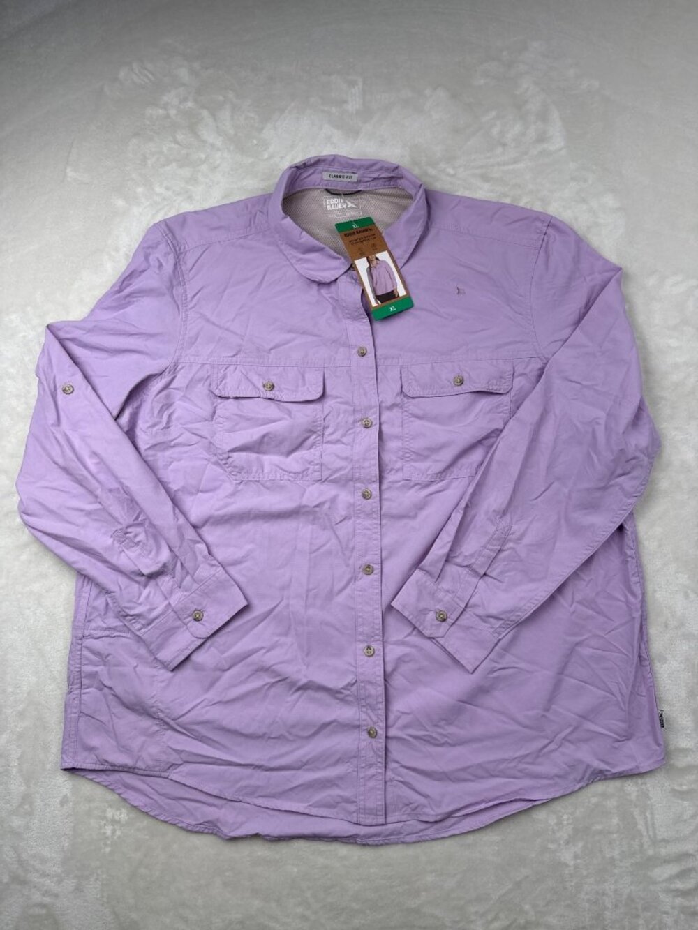 Eddie Bauer Womens Purple Mountain Ripstop Long Sleeve Shirt Classic Fit XL